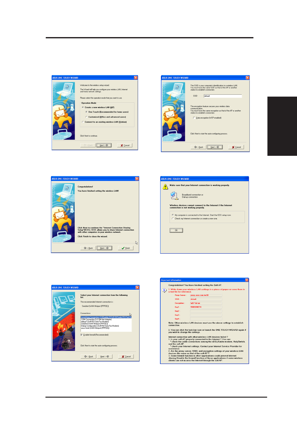 One touch wizard (new wireless lan), Chapter 2 - installation | Asus WL-138g v2 User Manual | Page 11 / 55