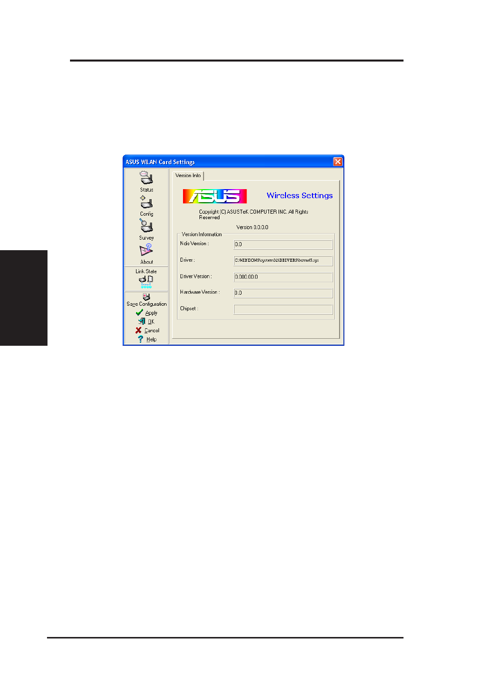 About - version info tab, Chapter 3 - reference | Asus WL-138g v2 User Manual | Page 36 / 55