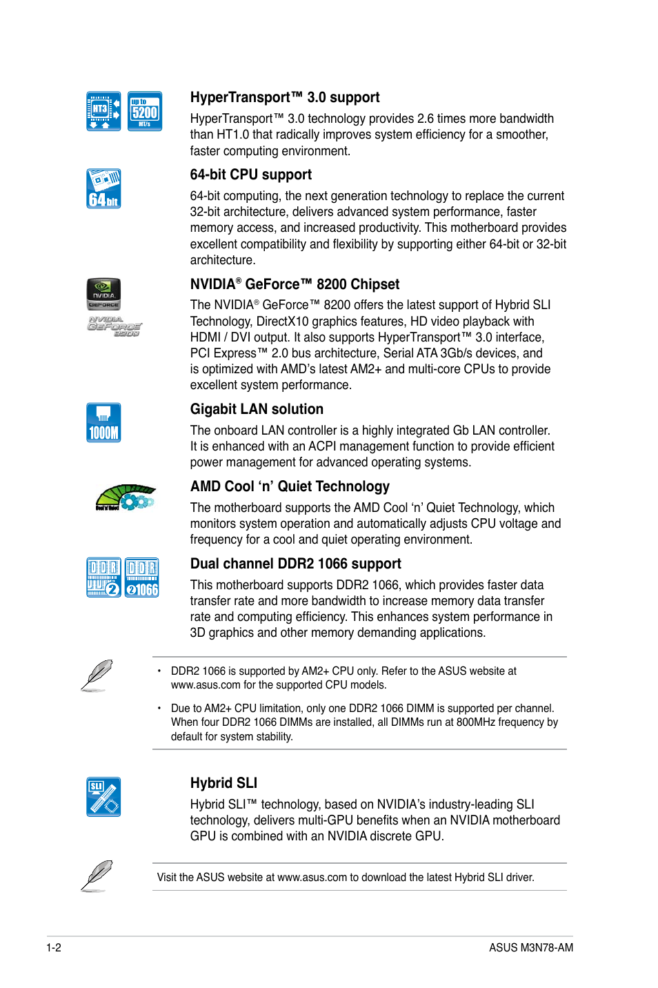 Asus M3N78-AM User Manual | Page 12 / 62