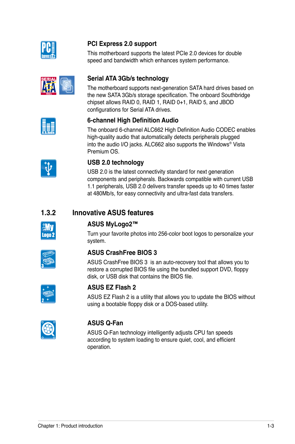 2 innovative asus features, Innovative asus features -3 | Asus M3N78-AM User Manual | Page 13 / 62