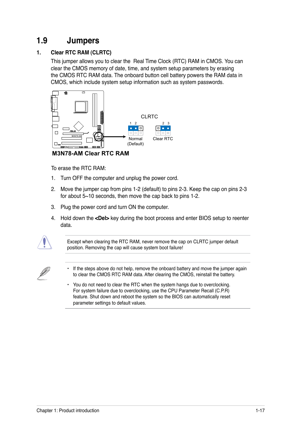 9 jumpers, Jumpers -17 | Asus M3N78-AM User Manual | Page 27 / 62