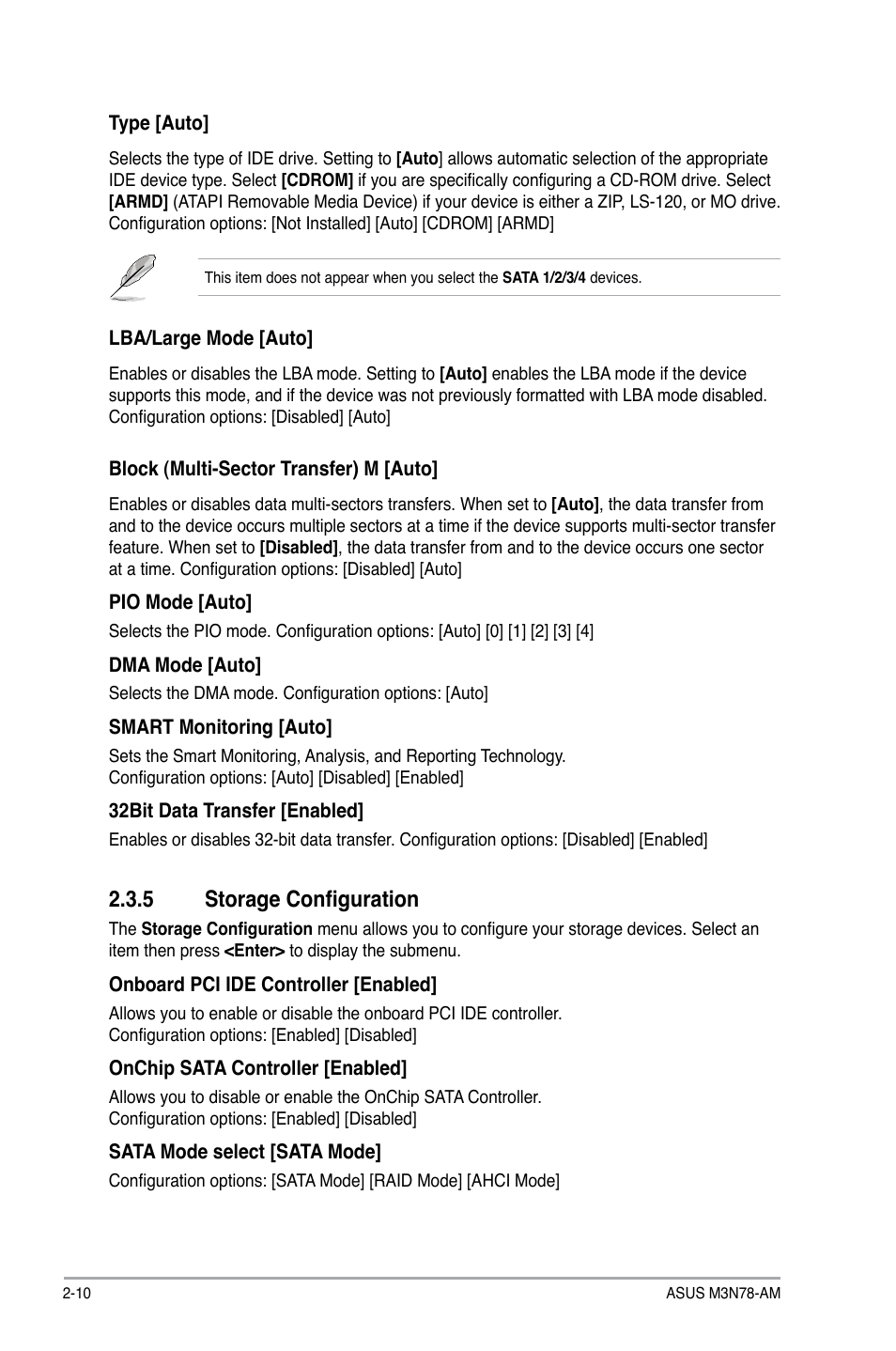 5 storage configuration, Storage configuration -10 | Asus M3N78-AM User Manual | Page 46 / 62