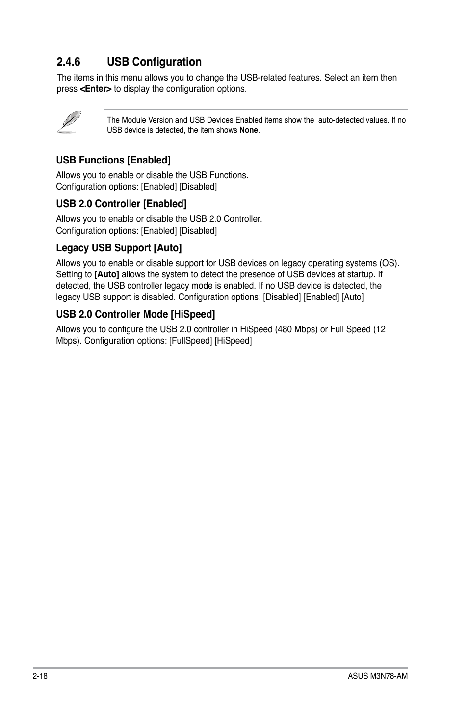6 usb configuration, Usb configuration -18 | Asus M3N78-AM User Manual | Page 54 / 62
