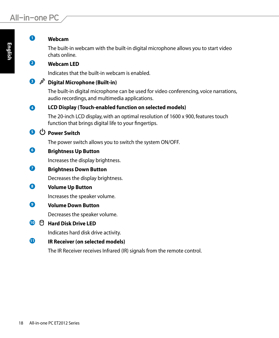 Asus ET2012IUTS User Manual | Page 18 / 44