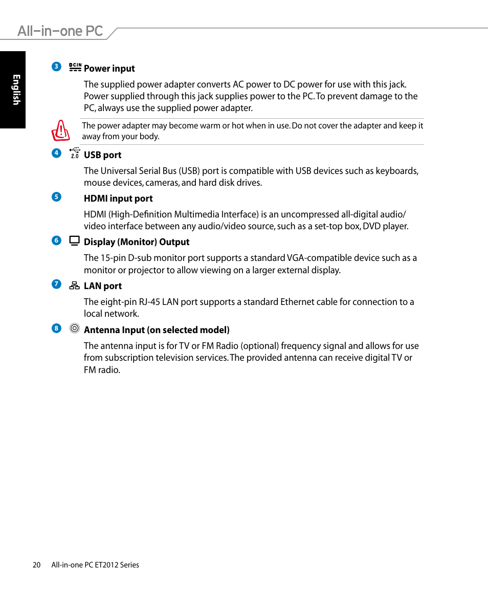 Asus ET2012IUTS User Manual | Page 20 / 44