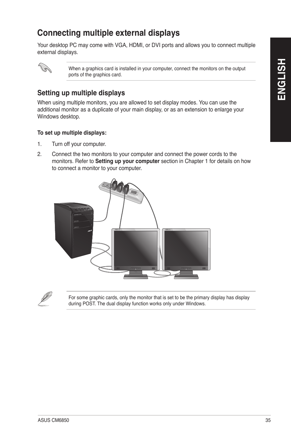 Connecting multiple external displays, En gl is h en gl is h | Asus CM6850 User Manual | Page 35 / 70