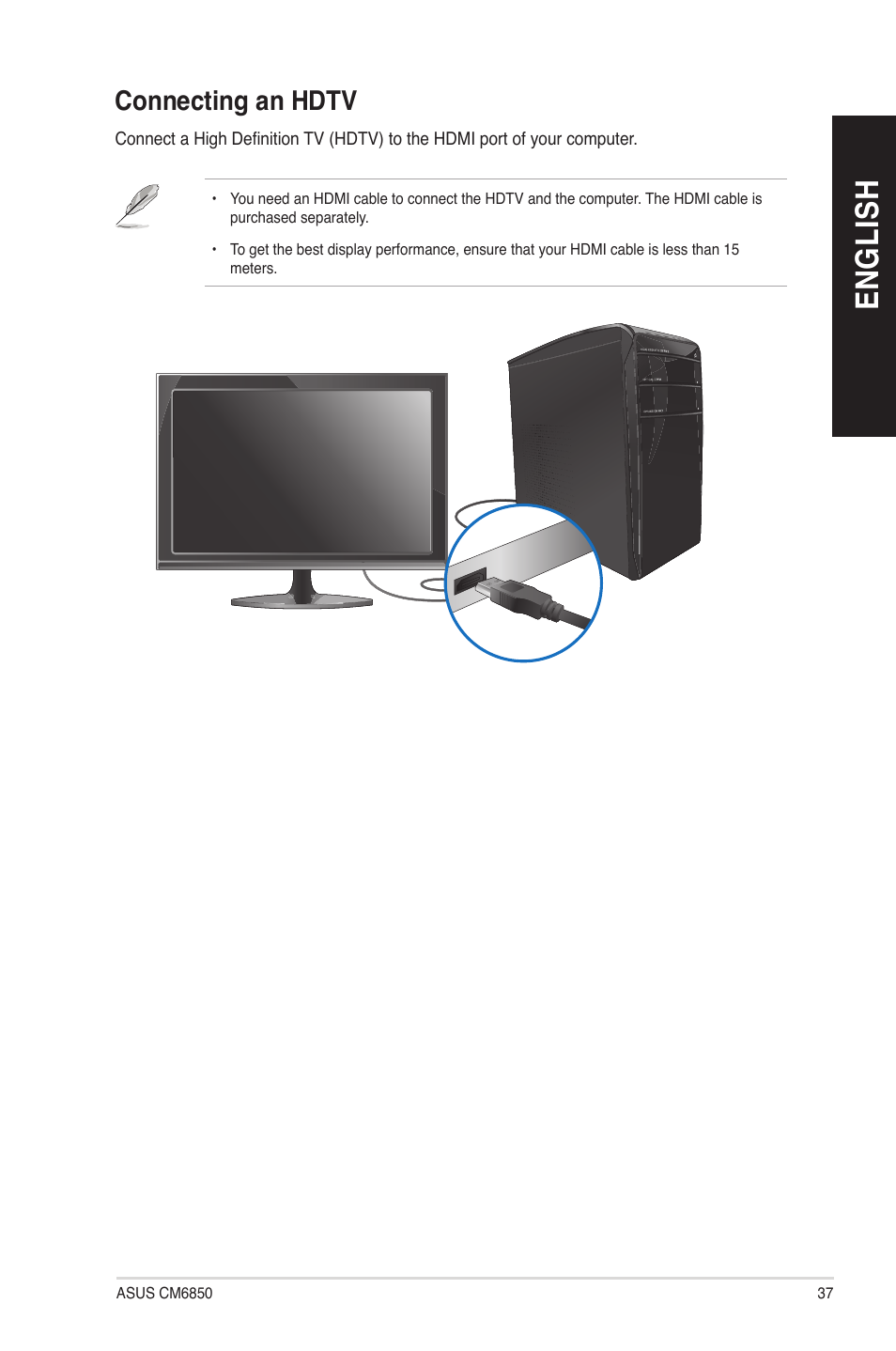 Connecting an hdtv, En gl is h en gl is h | Asus CM6850 User Manual | Page 37 / 70