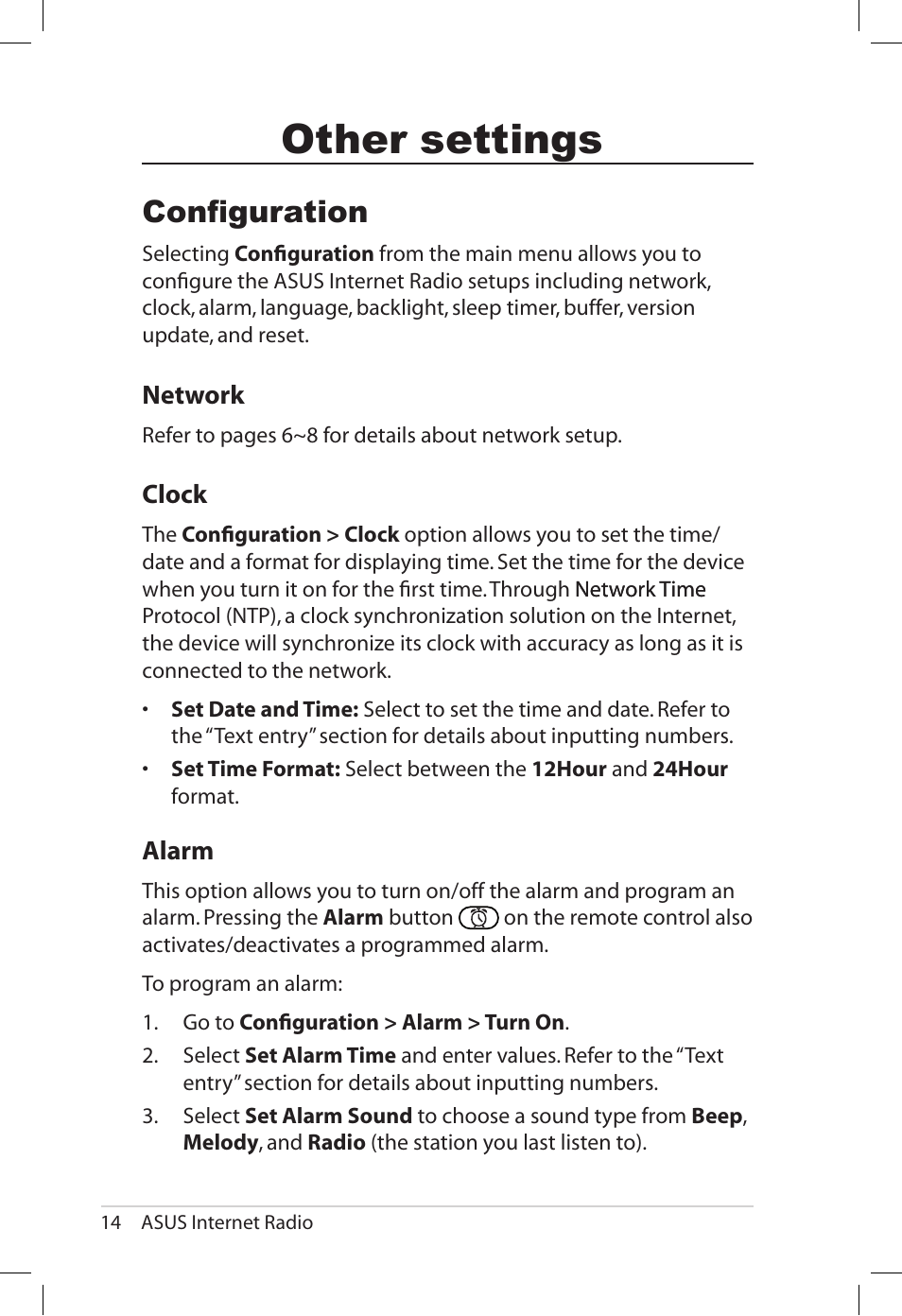 Other settings, Configuration | Asus AIR User Manual | Page 22 / 26