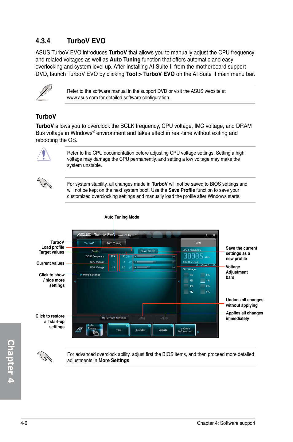 4 turbov evo, Turbov evo -6, Chapter 4 | Turbov | Asus P8Z68 DELUXE/GEN3 User Manual | Page 114 / 148