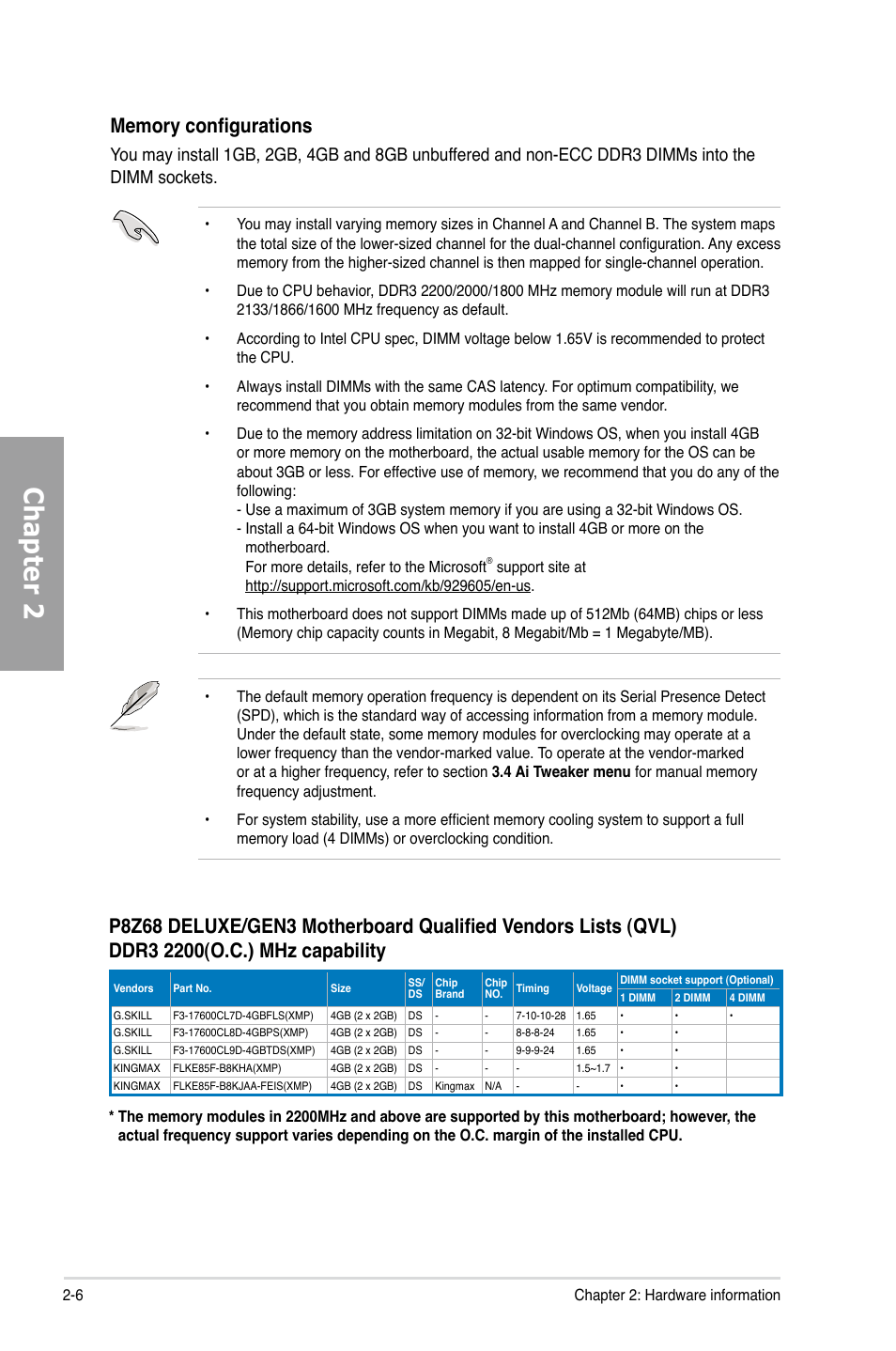 Chapter 2 | Asus P8Z68 DELUXE/GEN3 User Manual | Page 24 / 148