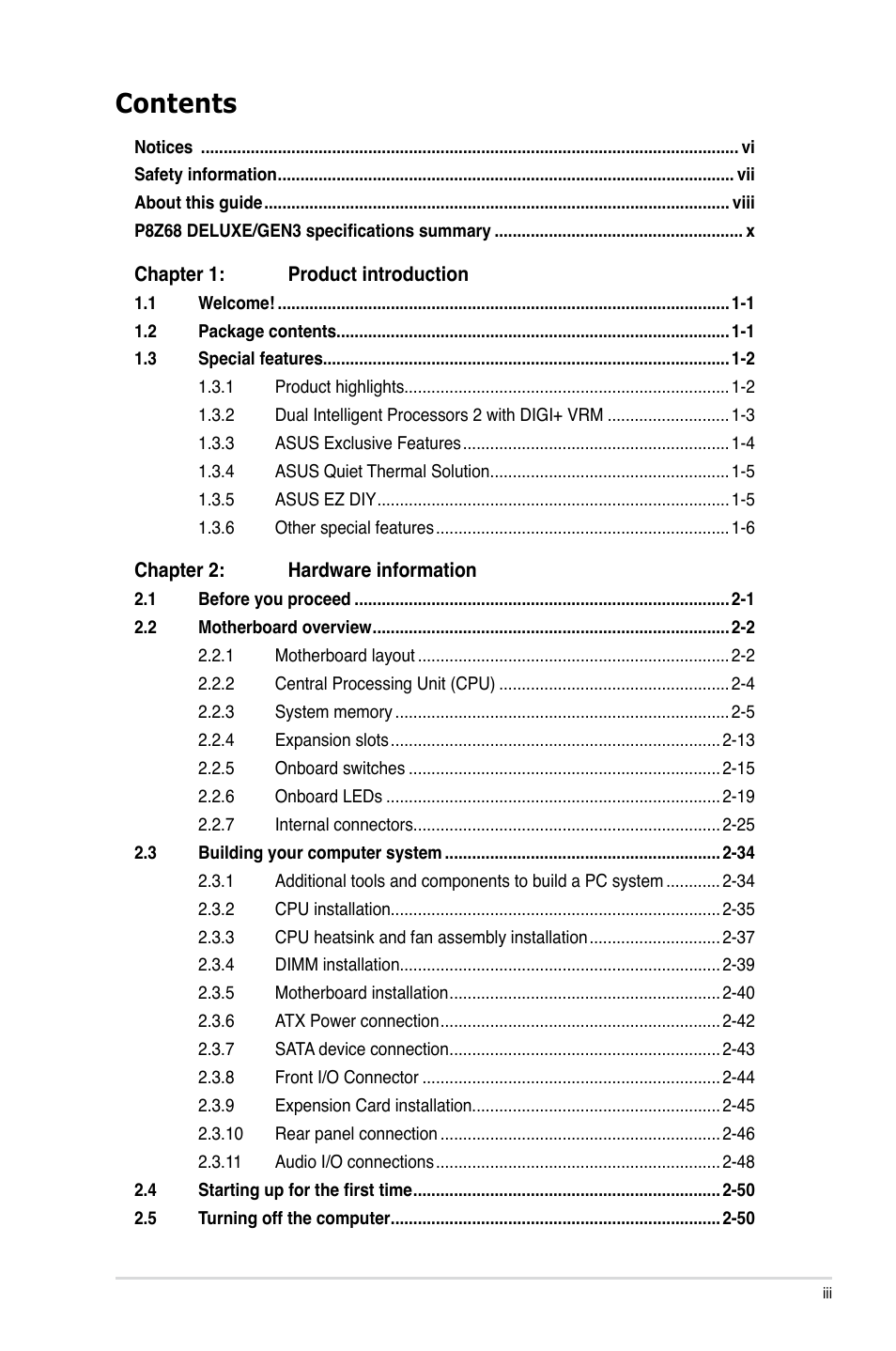 Asus P8Z68 DELUXE/GEN3 User Manual | Page 3 / 148