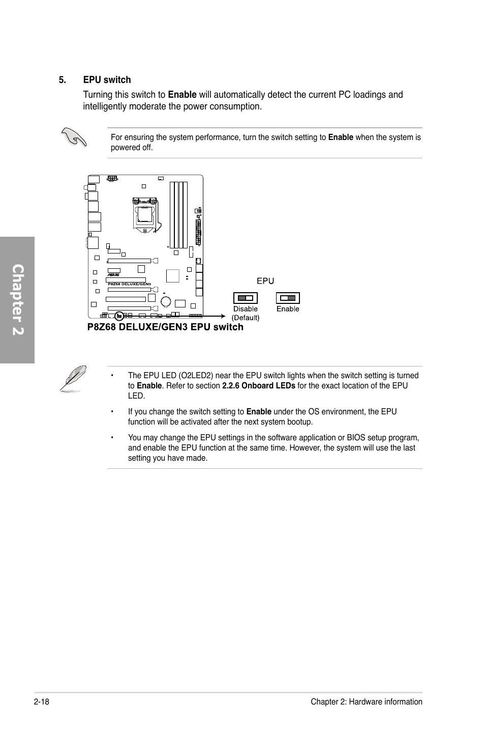 Chapter 2 | Asus P8Z68 DELUXE/GEN3 User Manual | Page 36 / 148