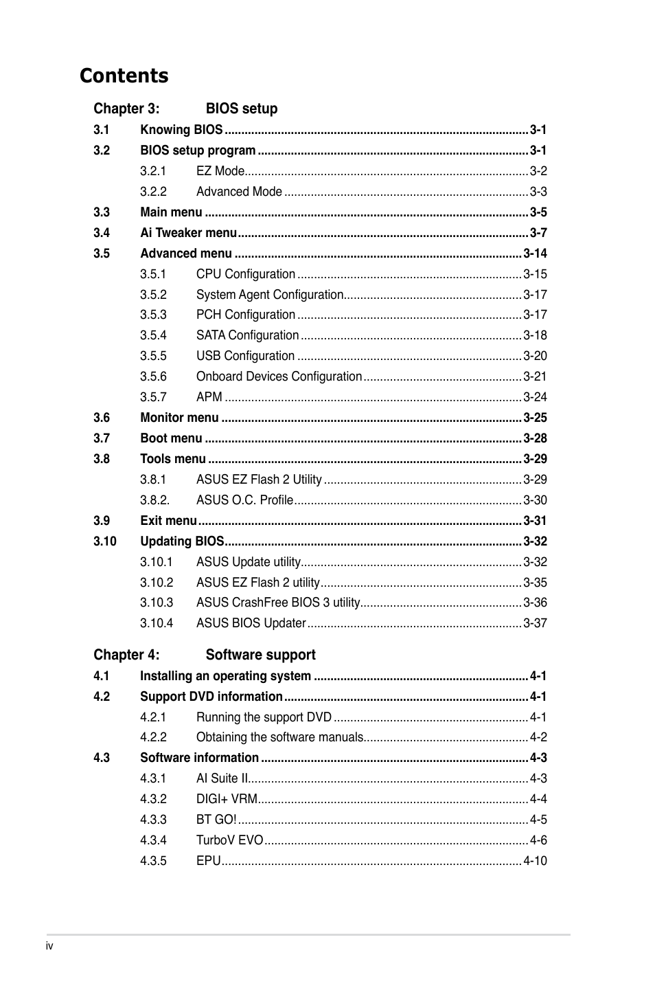 Asus P8Z68 DELUXE/GEN3 User Manual | Page 4 / 148