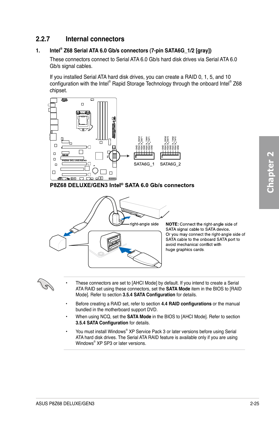 7 internal connectors, Internal connectors -25, Chapter 2 | Asus P8Z68 DELUXE/GEN3 User Manual | Page 43 / 148