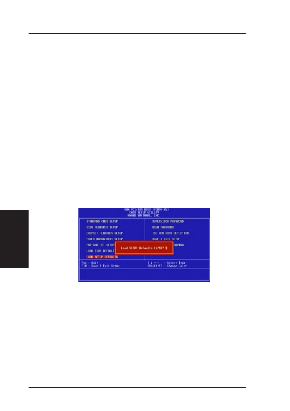 Iv. bios software, Load bios defaults, Load setup defaults | Asus P2B98-XV User Manual | Page 50 / 88