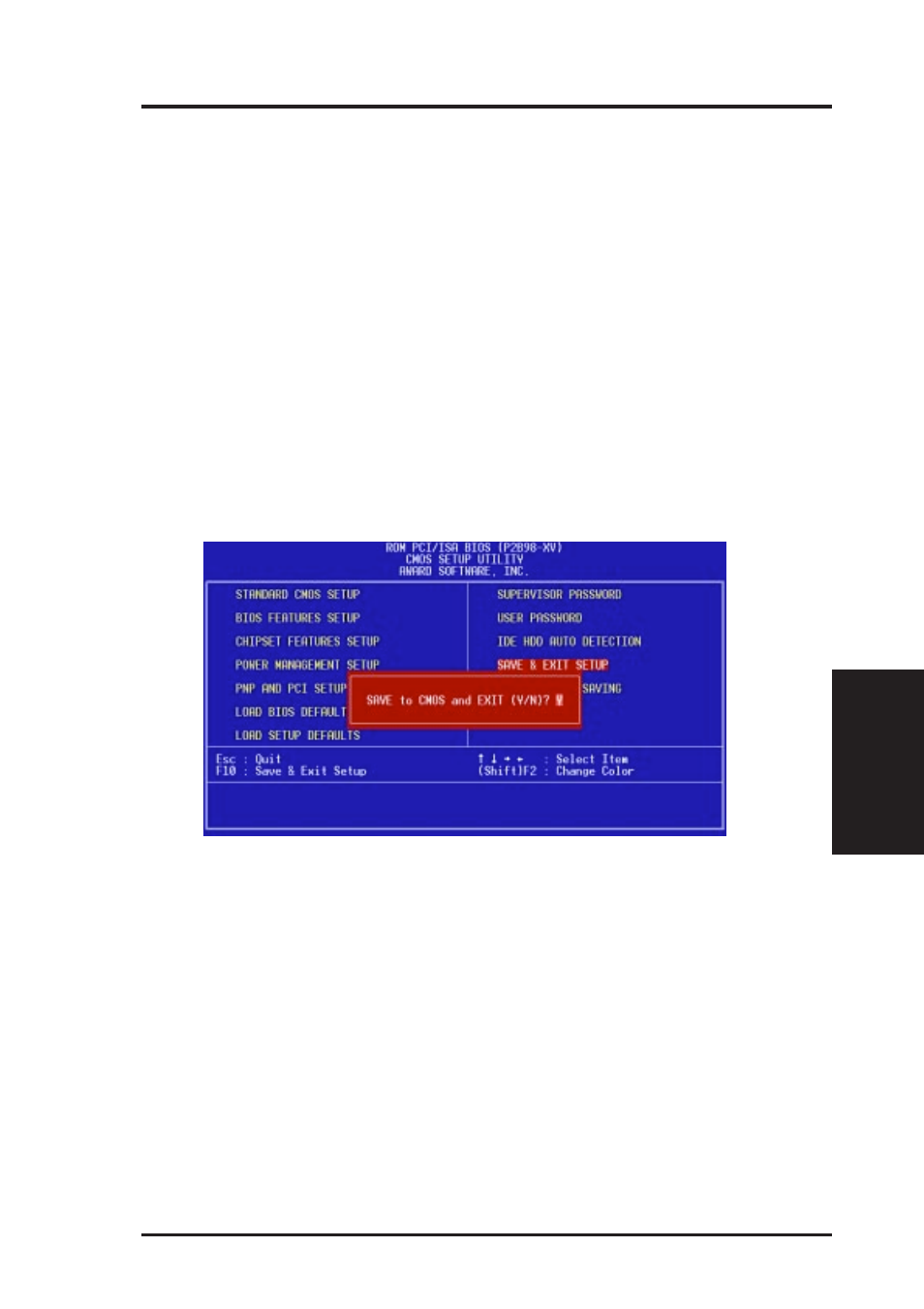 Iv. bios software, Save & exit setup, Exit without saving | Asus P2B98-XV User Manual | Page 53 / 88