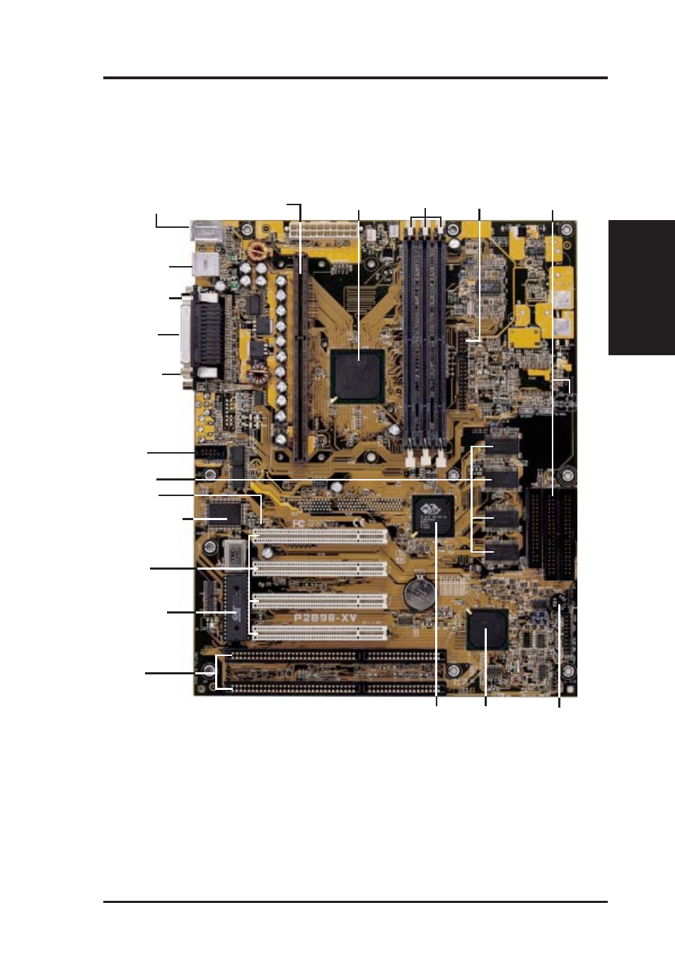 Ii. features, The asus p2b98-xv motherboard, Asus p2b98-xv user’s manual 9 | Ii. fea tures motherboard parts | Asus P2B98-XV User Manual | Page 9 / 88