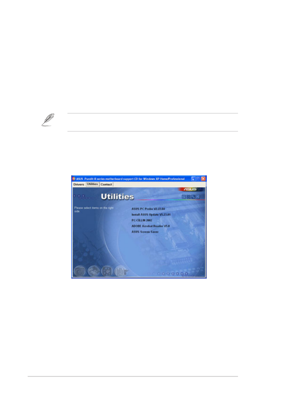 3 utilities, Ad1888 driver and application, Eme cardbus driver | Ati usb enhanced controller driver, Asus pc probe | Asus Pundit-R User Manual | Page 52 / 98