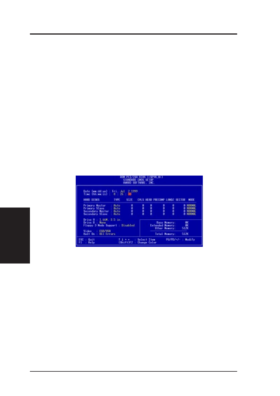 Bios setup, 3 standard cmos setup, 1 load defaults | 1 details of standard cmos setup | Asus SP98-N User Manual | Page 44 / 112