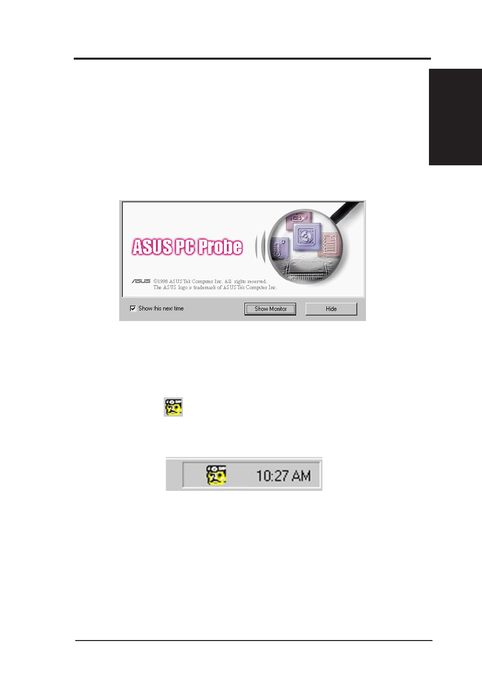 Software reference, 2 asus pc probe, 1 starting asus pc probe | Asus SP98-N User Manual | Page 71 / 112