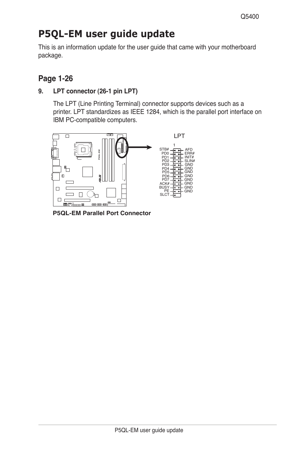 Asus P5QL-EM User Manual | 1 page