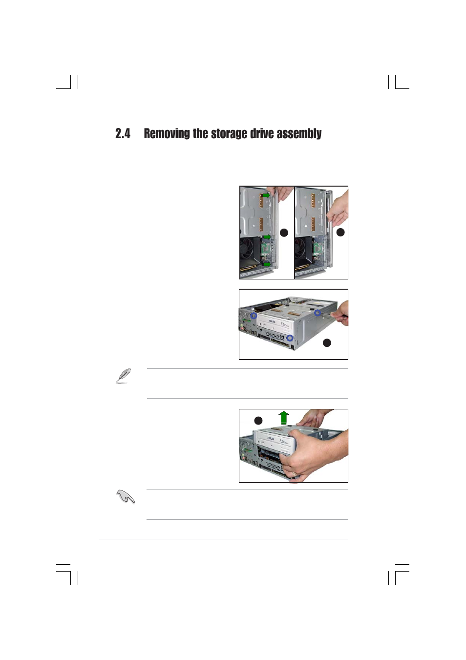 4 removing the storage drive assembly | Asus Pundit-R350 User Manual | Page 20 / 94