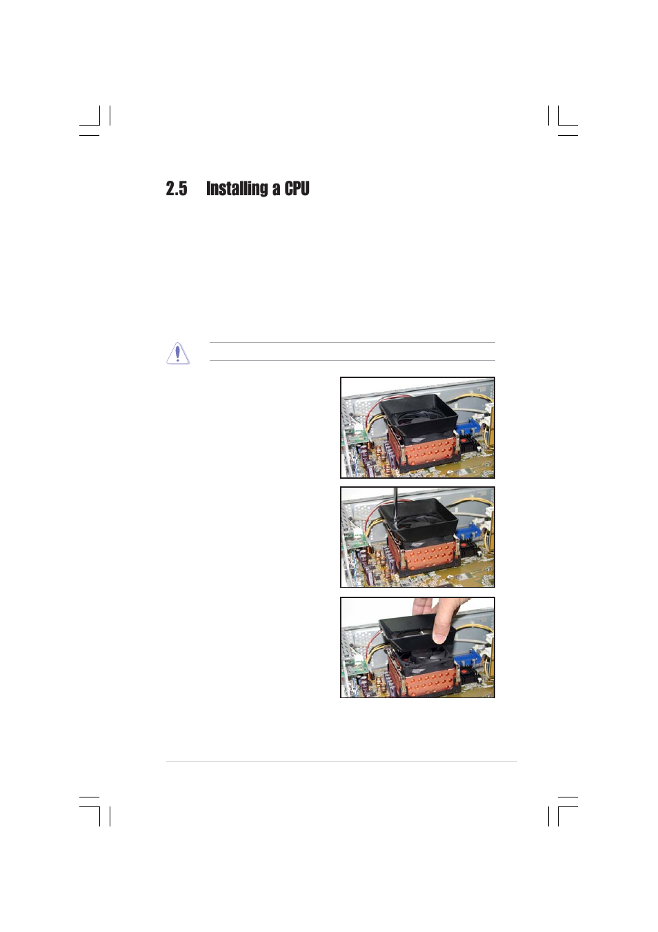 5 installing a cpu, 1 removing the cpu fan and heatsink assembly | Asus Pundit-R350 User Manual | Page 21 / 94