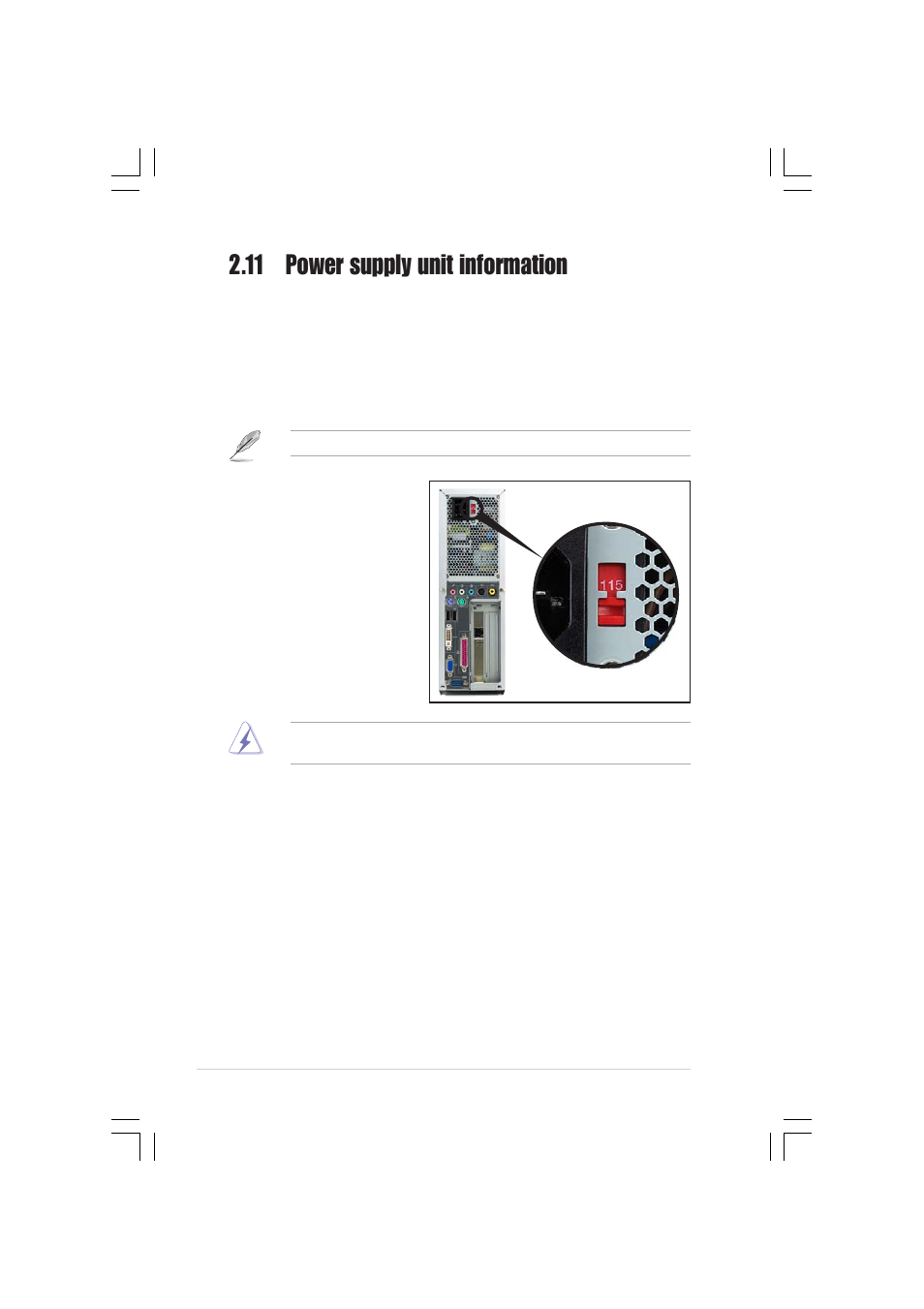 11 power supply unit information, 1 voltage selector | Asus Pundit-R350 User Manual | Page 42 / 94