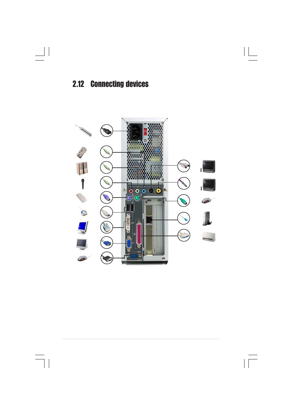 12 connecting devices, 44 chapter 2: basic installation | Asus Pundit-R350 User Manual | Page 44 / 94