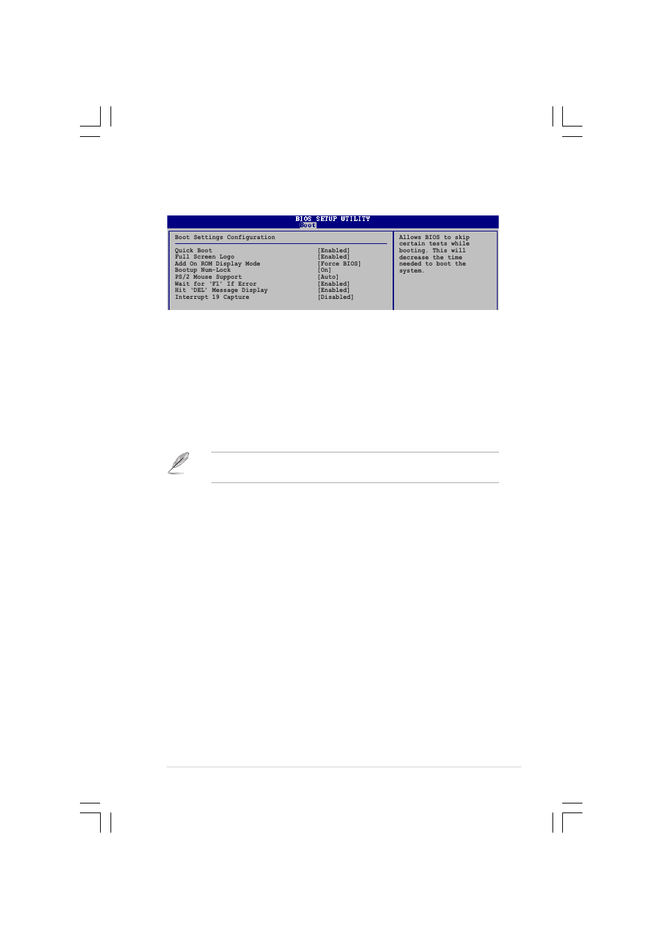 2 boot settings configuration, Add on rom display mode [force bios, Bootup num-lock [on | Ps/2 mouse support [auto, Wait for ‘f1’ if error [enabled, Hit ‘del’ message display [enabled, Quick boot [enabled, Full screen logo [enabled | Asus Pundit-R350 User Manual | Page 89 / 94