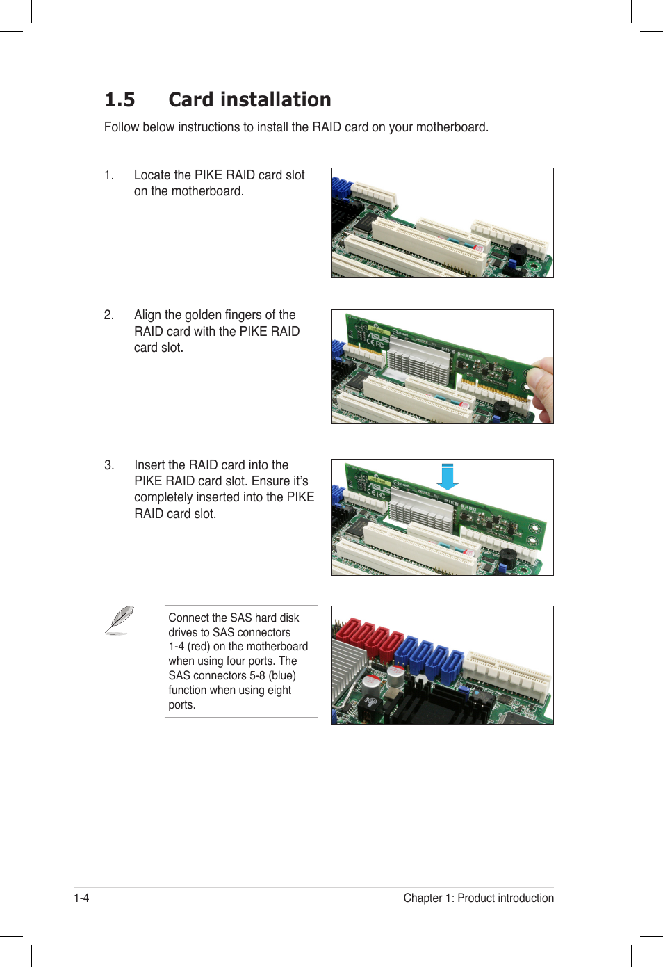 5 card installation, Card installation -4 | Asus PIKE 6480 User Manual | Page 12 / 40