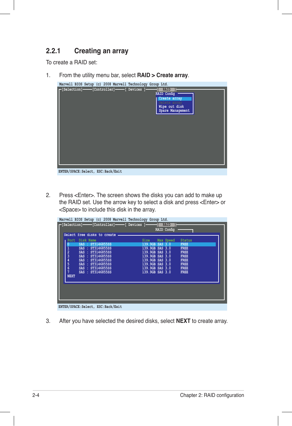 1 creating an array, Creating an array -4 | Asus PIKE 6480 User Manual | Page 16 / 40