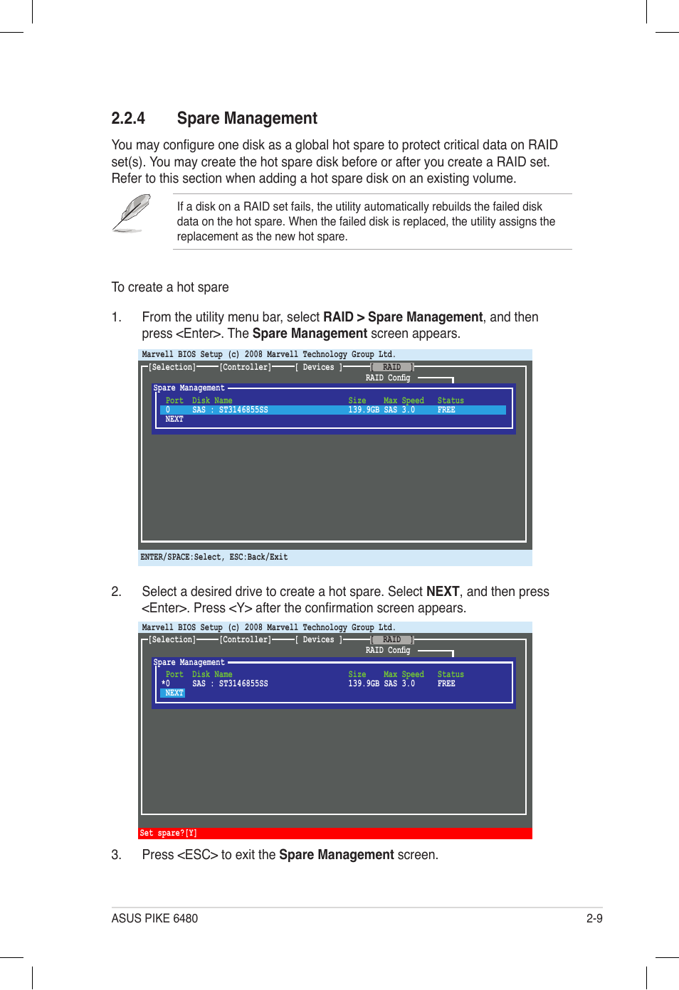 4 spare management, Spare management -9 | Asus PIKE 6480 User Manual | Page 21 / 40