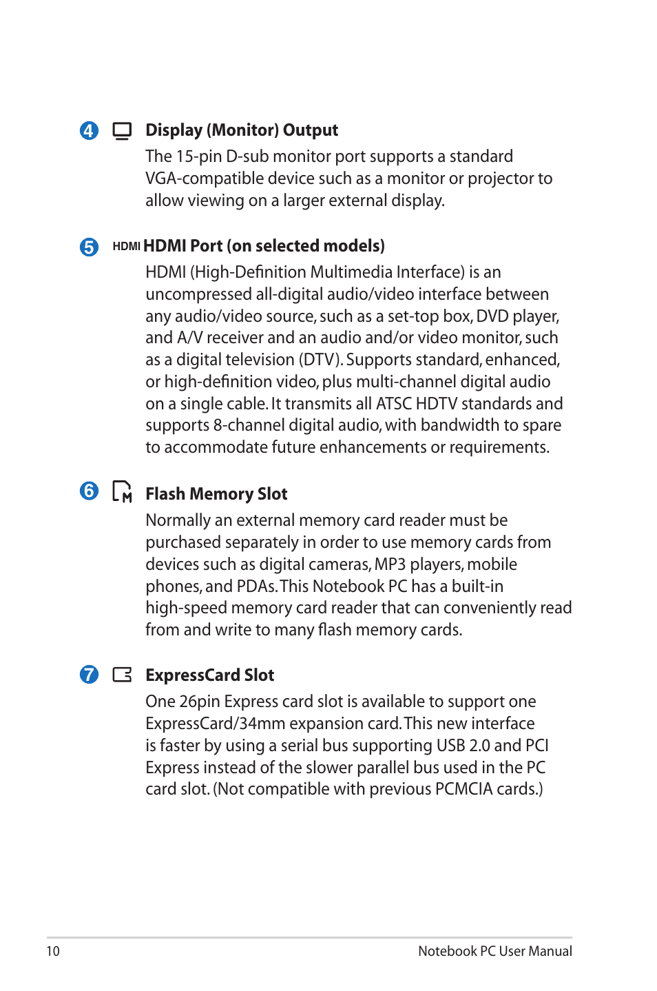 Asus U50F User Manual | Page 10 / 28