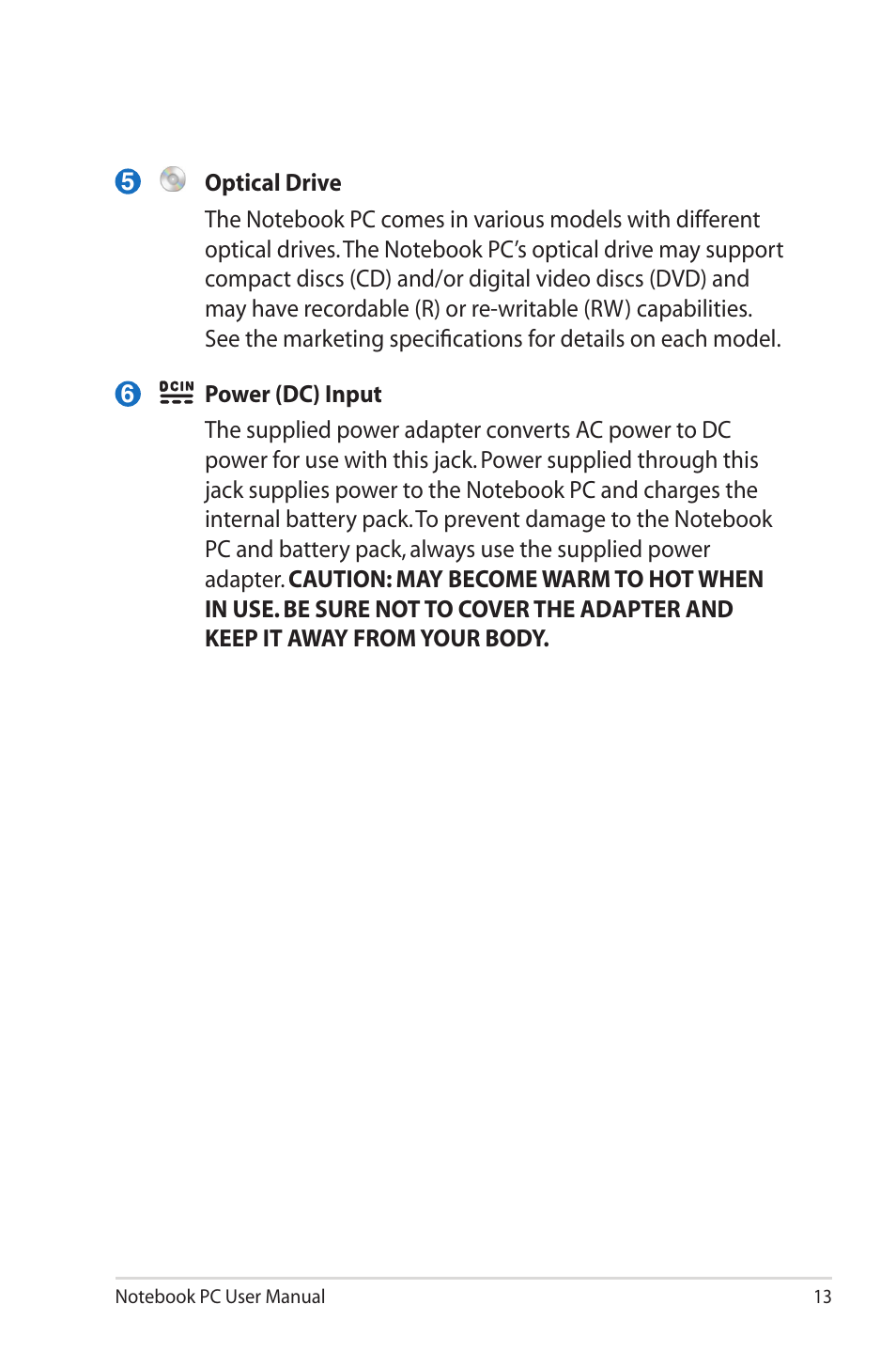 Asus U50F User Manual | Page 13 / 28