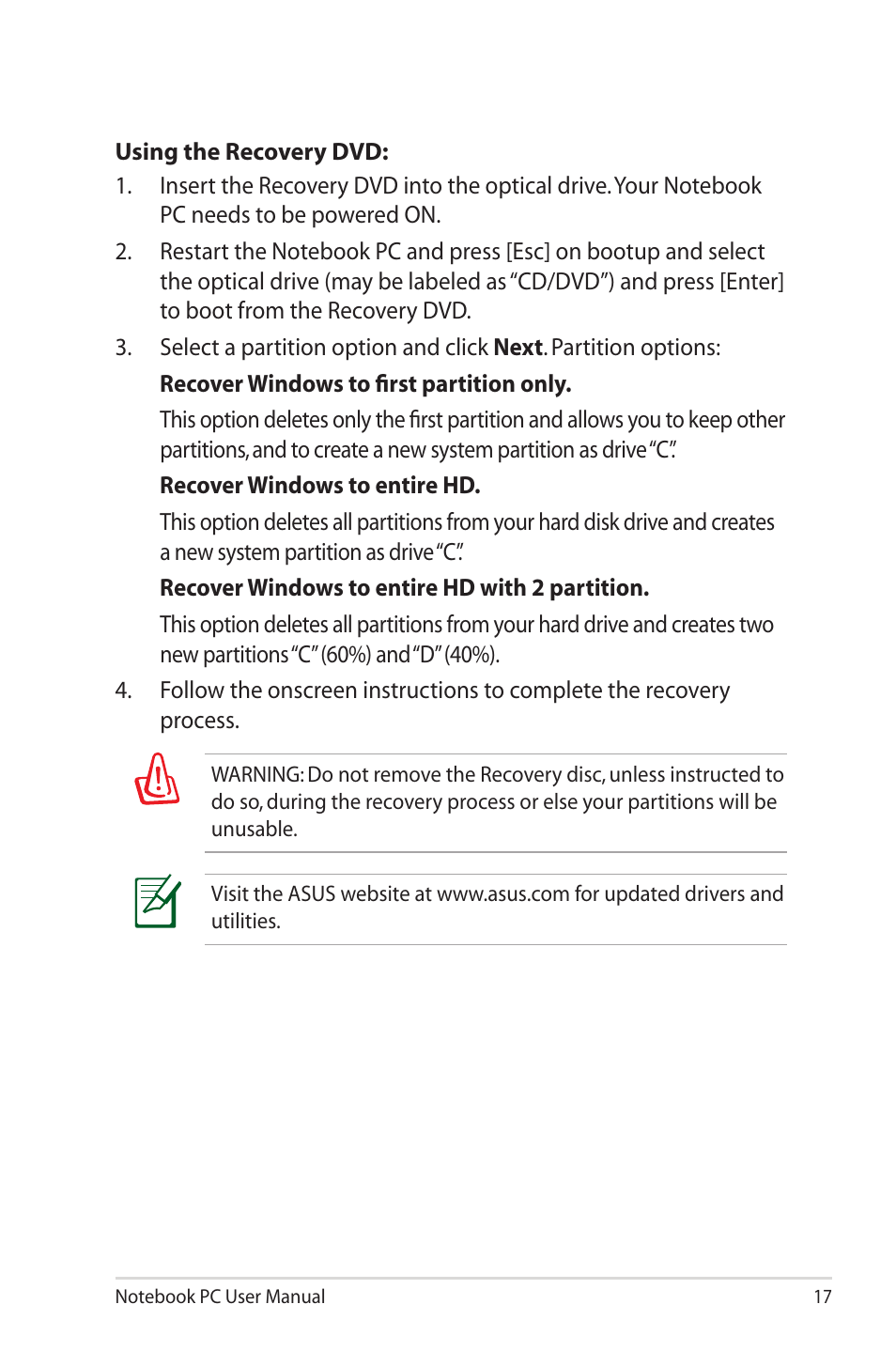 Asus U50F User Manual | Page 17 / 28