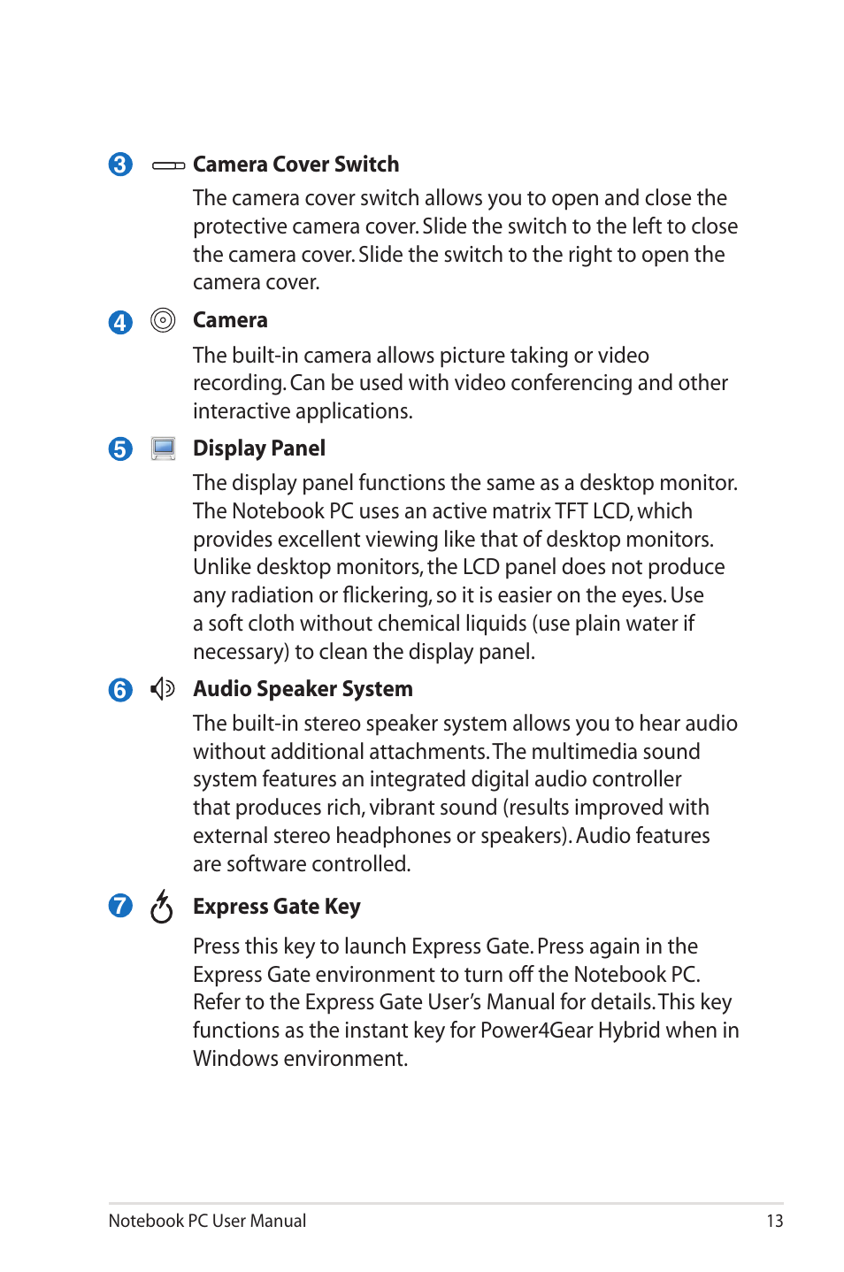 Asus X7BSM User Manual | Page 13 / 112