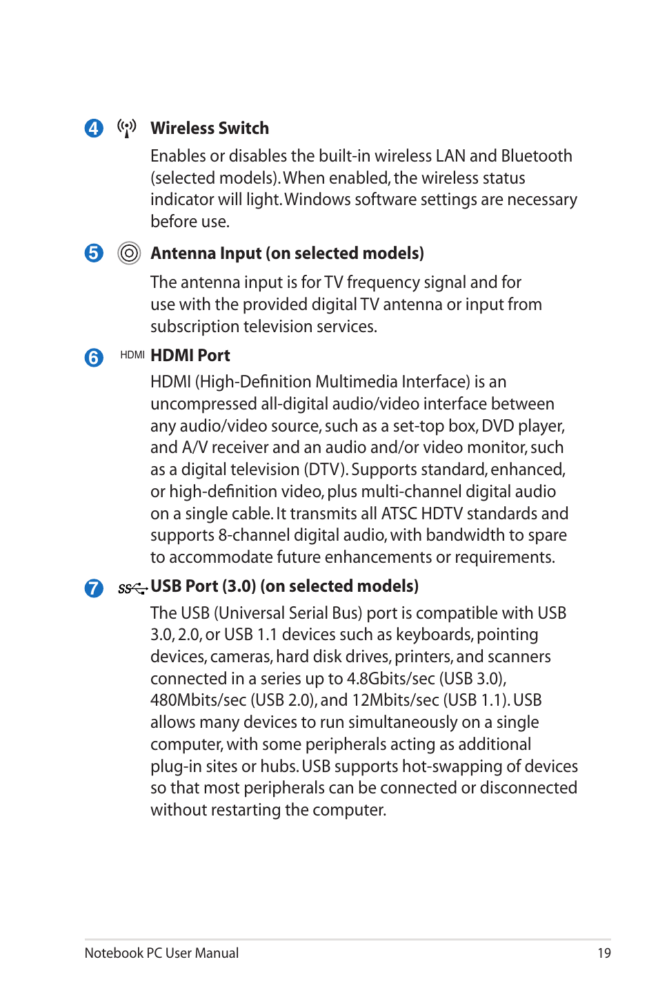 Asus X7BSM User Manual | Page 19 / 112