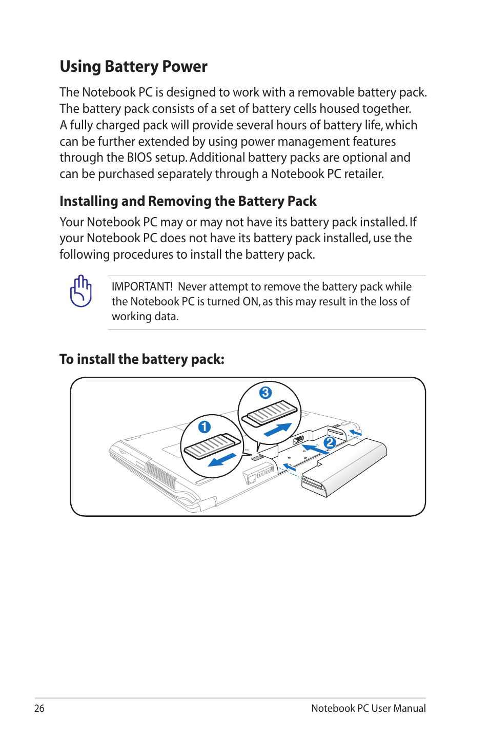 Using battery power | Asus X7BSM User Manual | Page 26 / 112