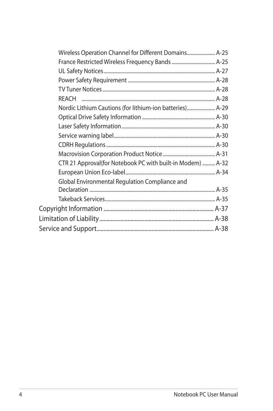 Asus X7BSM User Manual | Page 4 / 112