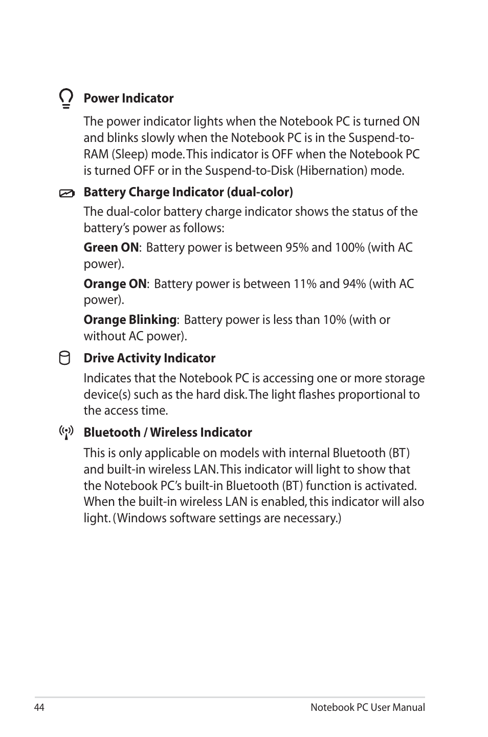 Asus X7BSM User Manual | Page 44 / 112