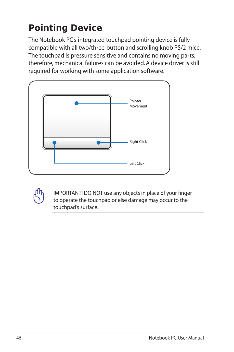 Pointing device | Asus X7BSM User Manual | Page 46 / 112