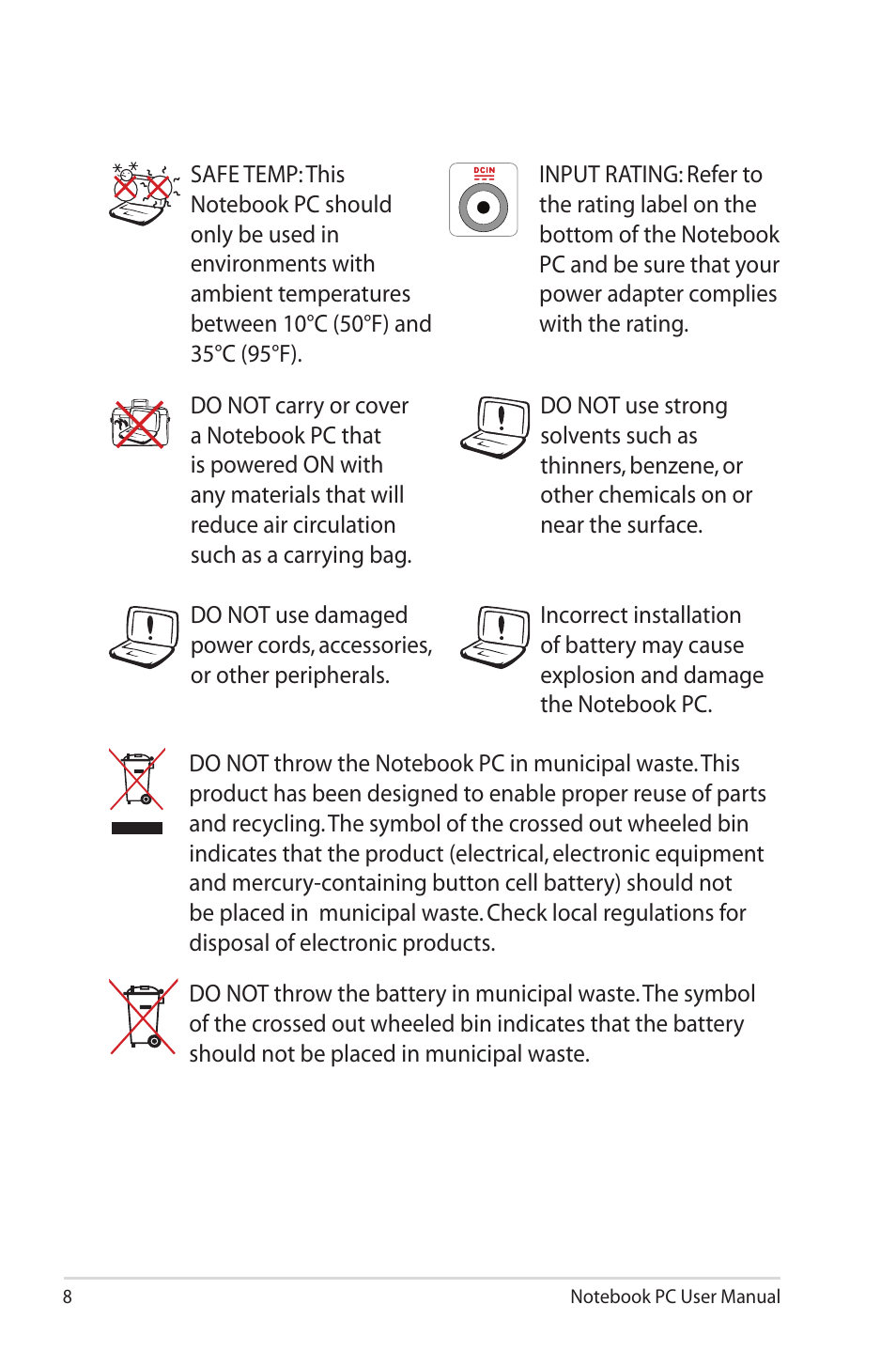 Asus X7BSM User Manual | Page 8 / 112