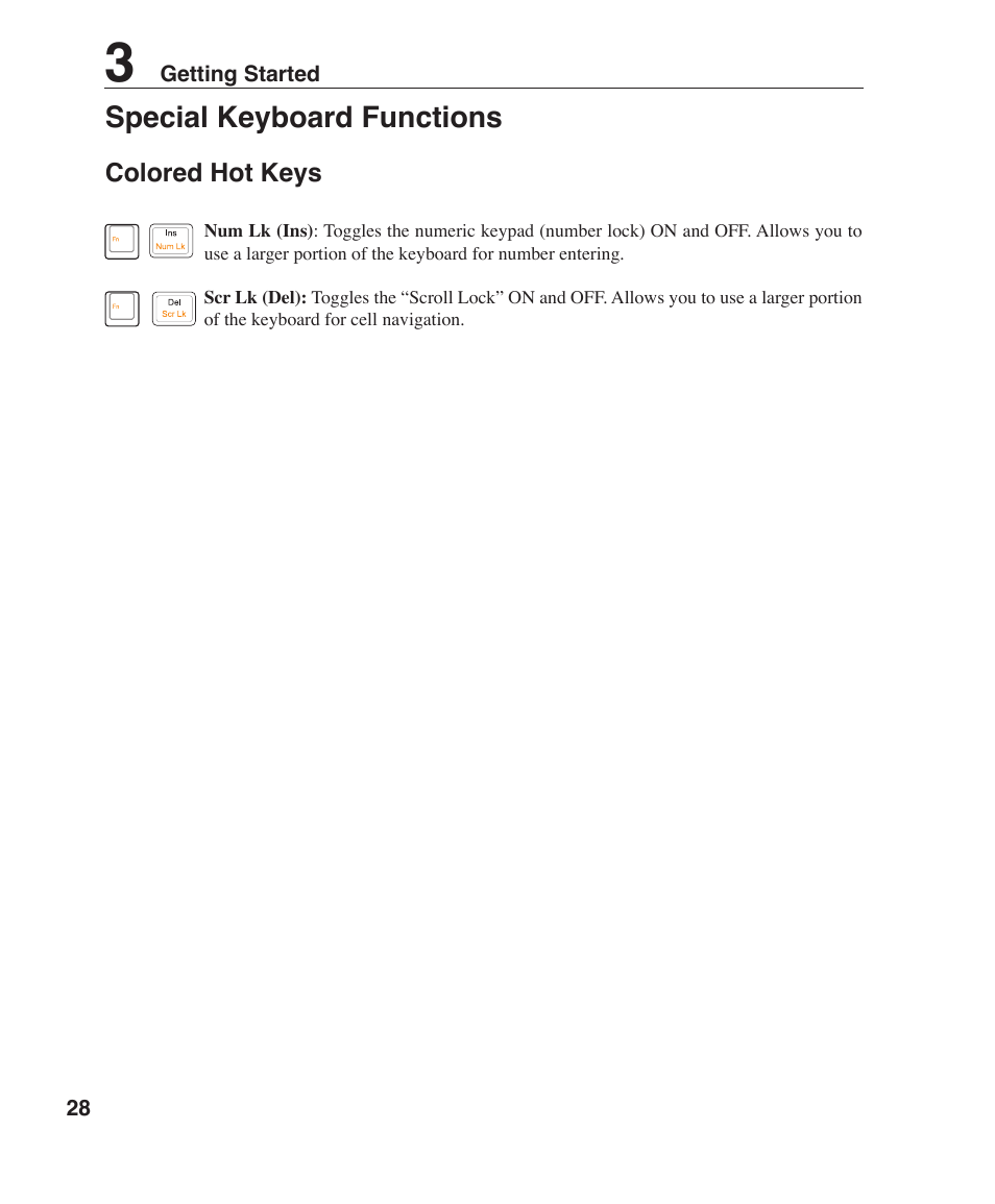 Special keyboard functions | Asus W1J User Manual | Page 28 / 79