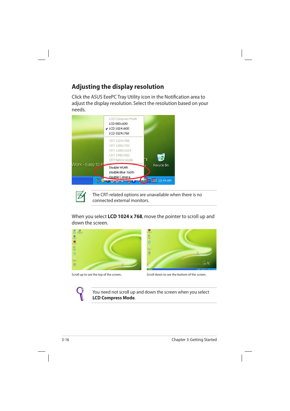 Adjusting the display resolution | Asus Eee PC 904HD/XP User Manual | Page 40 / 82