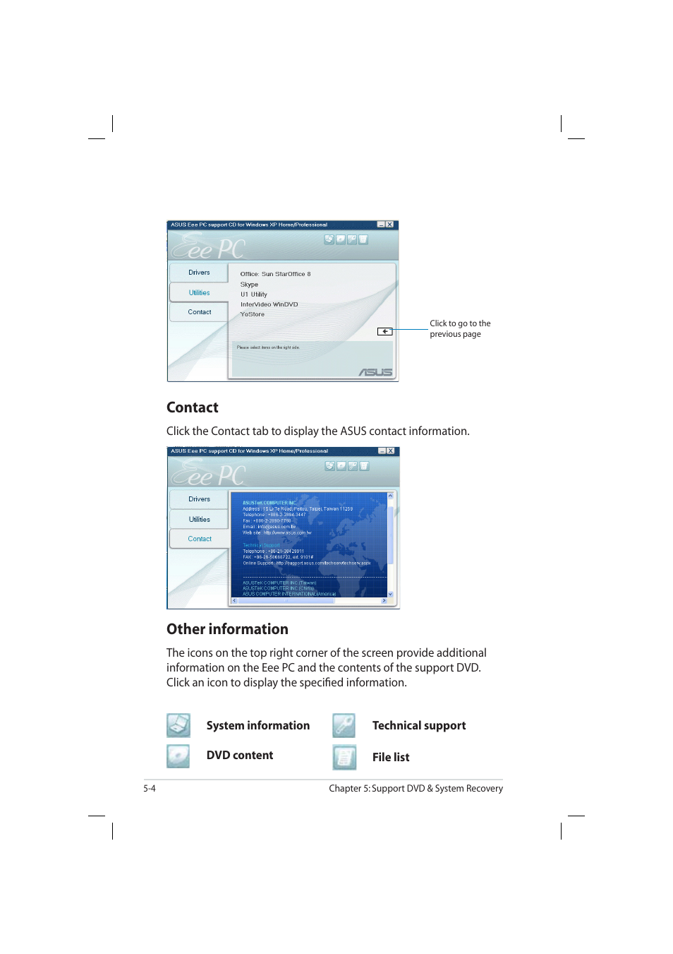 Contact, Other information | Asus Eee PC 904HD/XP User Manual | Page 66 / 82