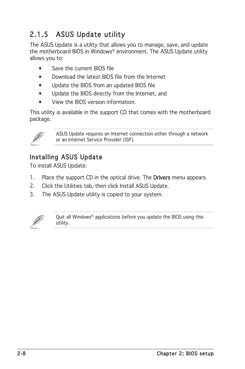5 asus update utility, Installing asus update | Asus P5GC-MX User Manual | Page 52 / 90