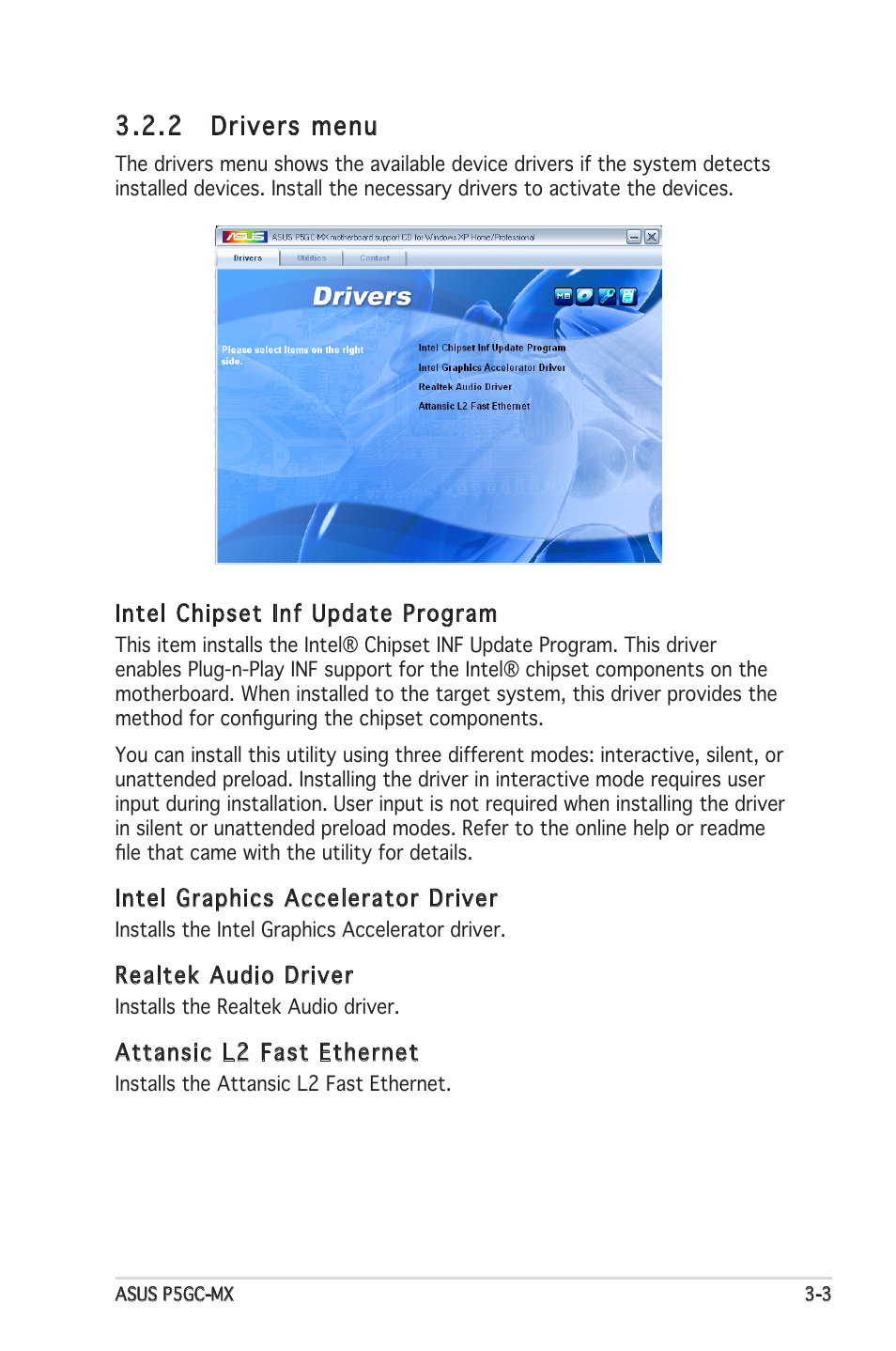 2 drivers menu | Asus P5GC-MX User Manual | Page 83 / 90