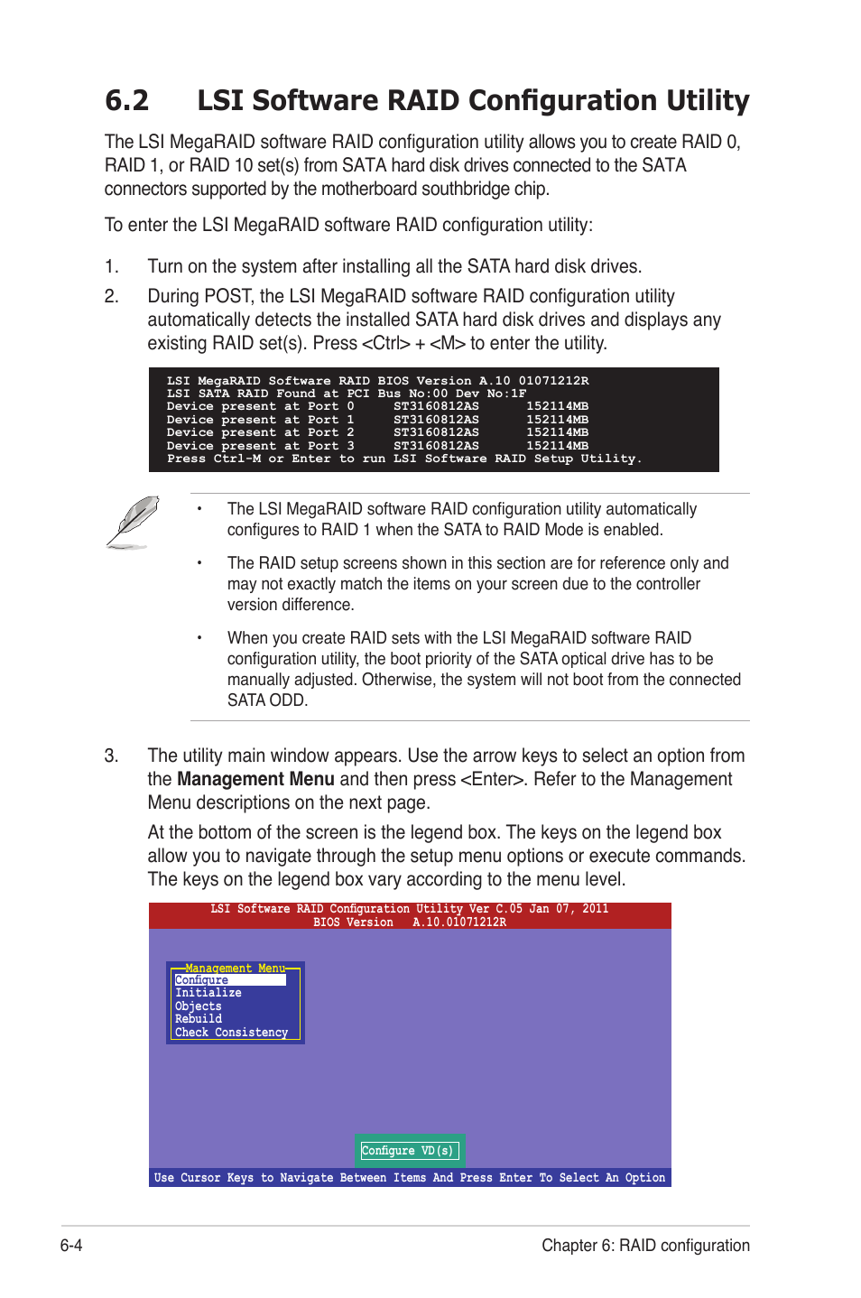 2 lsi software raid configuration utility, Lsi software raid configuration utility -4, 2 lsi software raid configuration utility | Asus TS300-E7/PS4 User Manual | Page 104 / 160