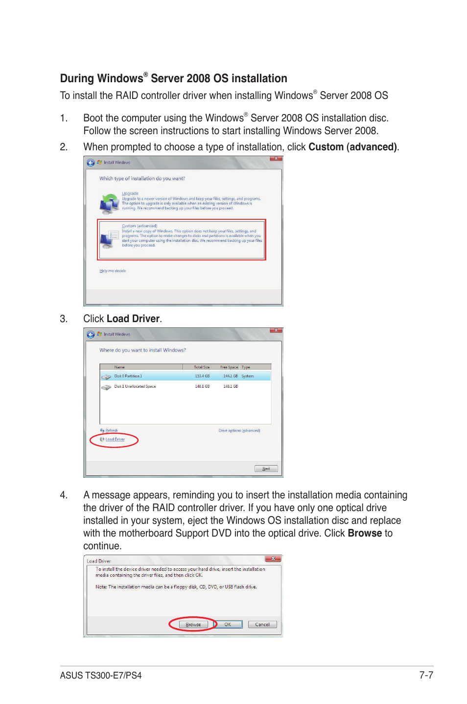 During windows, Server 2008 os installation | Asus TS300-E7/PS4 User Manual | Page 141 / 160